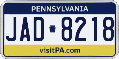 PA license plate JAD8218