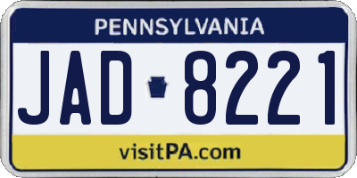 PA license plate JAD8221