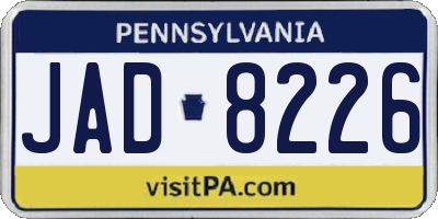 PA license plate JAD8226