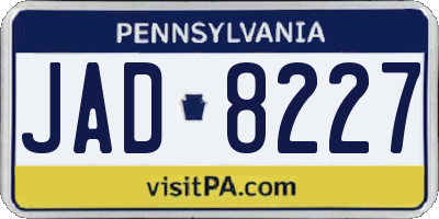 PA license plate JAD8227