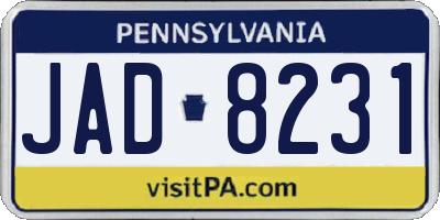 PA license plate JAD8231