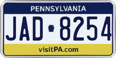 PA license plate JAD8254