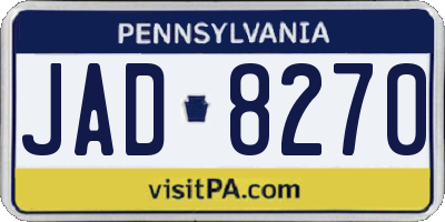 PA license plate JAD8270