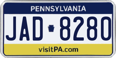 PA license plate JAD8280