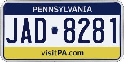PA license plate JAD8281