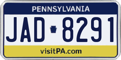 PA license plate JAD8291