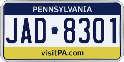 PA license plate JAD8301