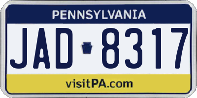PA license plate JAD8317