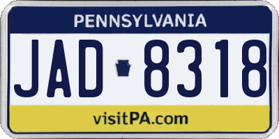 PA license plate JAD8318