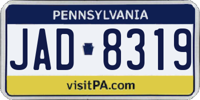 PA license plate JAD8319