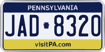 PA license plate JAD8320