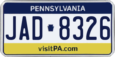 PA license plate JAD8326