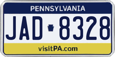 PA license plate JAD8328
