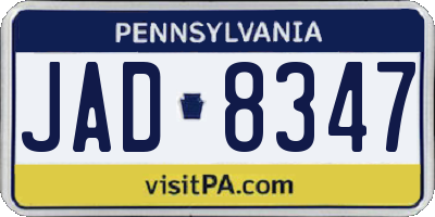 PA license plate JAD8347