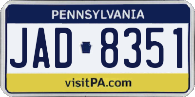 PA license plate JAD8351