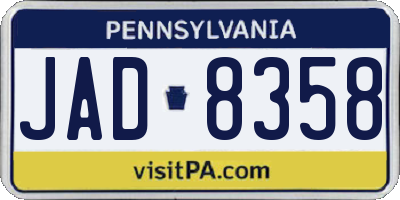 PA license plate JAD8358