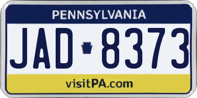 PA license plate JAD8373