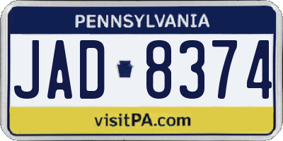 PA license plate JAD8374