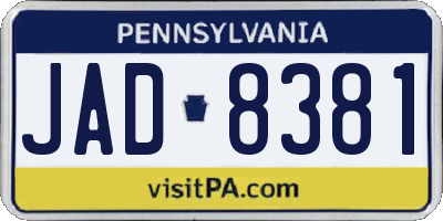 PA license plate JAD8381
