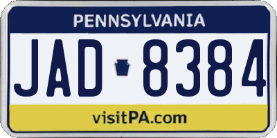 PA license plate JAD8384