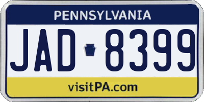 PA license plate JAD8399