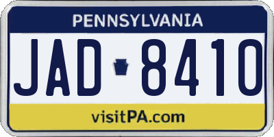 PA license plate JAD8410