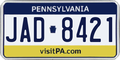 PA license plate JAD8421
