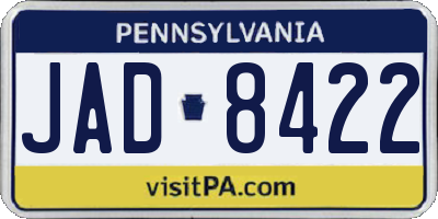 PA license plate JAD8422