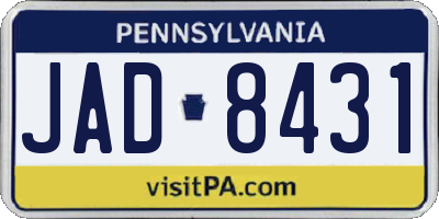 PA license plate JAD8431