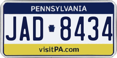 PA license plate JAD8434