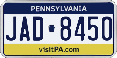 PA license plate JAD8450