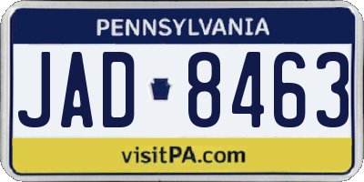 PA license plate JAD8463
