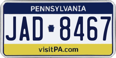 PA license plate JAD8467