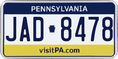 PA license plate JAD8478