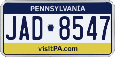 PA license plate JAD8547
