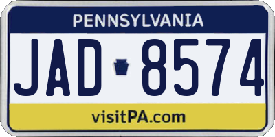 PA license plate JAD8574