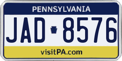 PA license plate JAD8576