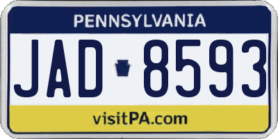 PA license plate JAD8593