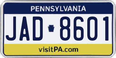 PA license plate JAD8601