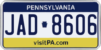 PA license plate JAD8606