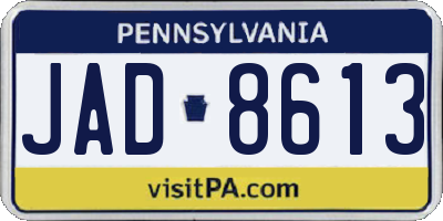 PA license plate JAD8613