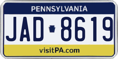 PA license plate JAD8619