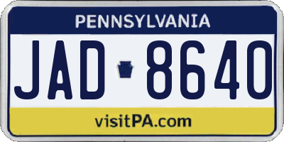 PA license plate JAD8640