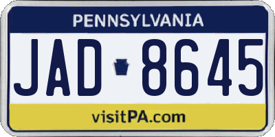 PA license plate JAD8645