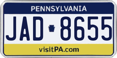 PA license plate JAD8655