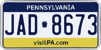 PA license plate JAD8673