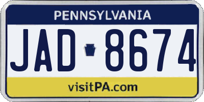PA license plate JAD8674