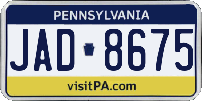 PA license plate JAD8675