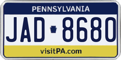PA license plate JAD8680