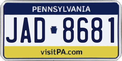 PA license plate JAD8681